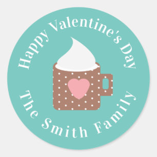 Sticker Rond Joyeuse Saint-Valentin Camp Fire Chocolat
