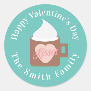 Sticker Rond Joyeuse Saint-Valentin Camp Fire Chocolat