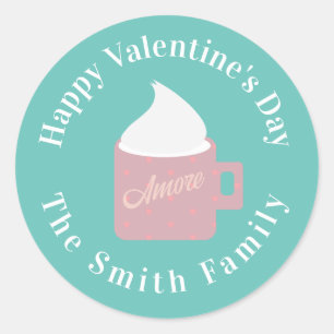 Sticker Rond Joyeuse Saint-Valentin Camp Fire Chocolat