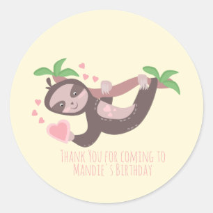 Sticker Rond Joyeuse Saint-Valentin Cœur de Paresseux Anniversa