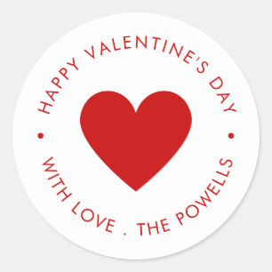 Sticker Rond Joyeuse Saint-Valentin Cœur Rouge