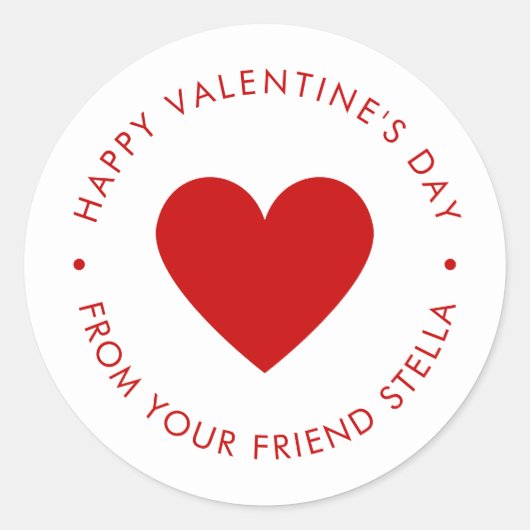 Sticker Rond Joyeuse Saint-Valentin Cœur Rouge (Devant)