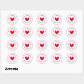 Sticker Rond Joyeuse Saint-Valentin cœur rouge bordure ondulée  (Feuille)