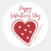 Sticker Rond Joyeuse Saint-Valentin cœur rouge écriture moderne (Devant)