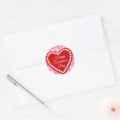 Sticker Rond Joyeuse Saint-Valentin Cœur Rouge et Rose (Enveloppe)