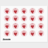 Sticker Rond Joyeuse Saint Valentin cœur rouge rose écriture mo (Feuille)