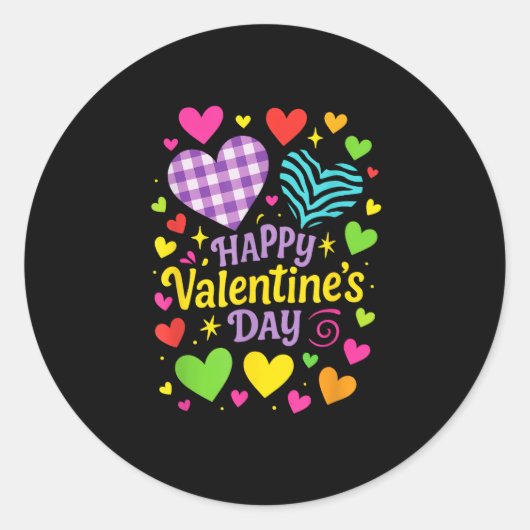Sticker Rond Joyeuse Saint-Valentin - Cœurs Amour (Devant)