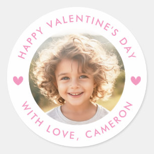 Sticker Rond Joyeuse Saint-Valentin cœurs mignons rose blanc