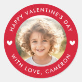Sticker Rond Joyeuse Saint-Valentin cœurs mignons rouges (Devant)