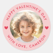 Sticker Rond Joyeuse Saint-Valentin cœurs mignons rouges roses (Devant)