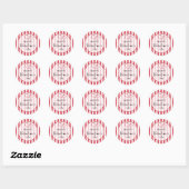 Sticker Rond Joyeuse Saint-Valentin Cœurs Rayures (Feuille)
