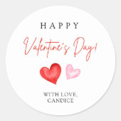 Sticker Rond Joyeuse Saint-Valentin Cœurs Roses & Rouges (Devant)
