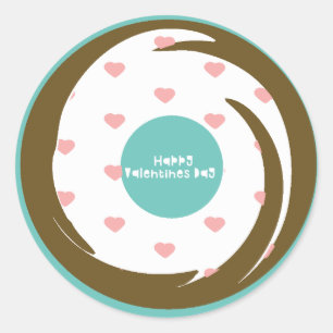 Sticker Rond Joyeuse Saint-Valentin Confettis Cœur Donut Marbré