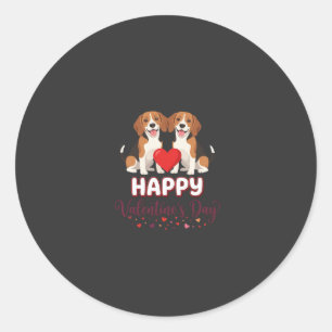 Sticker Rond Joyeuse Saint-Valentin Couple Beagle