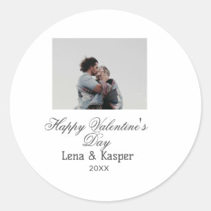 Sticker Rond Joyeuse Saint-Valentin couple photo moderne simple