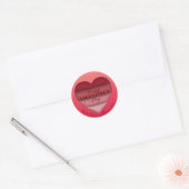 Sticker Rond Joyeuse Saint-Valentin de cœur rouge (Enveloppe)