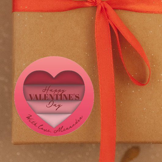 Sticker Rond Joyeuse Saint-Valentin de cœur rouge