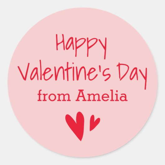 Sticker Rond Joyeuse Saint-Valentin de nom personnalisé rose ro (Devant)