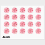Sticker Rond Joyeuse Saint-Valentin Écriture Élégante Cœurs Ros (Feuille)