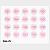 Sticker Rond Joyeuse Saint-Valentin Écriture Élégante Cœurs Ros (Feuille)