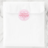 Sticker Rond Joyeuse Saint-Valentin Écriture Élégante Cœurs Ros (Sac)