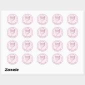 Sticker Rond Joyeuse Saint-Valentin Écriture Élégante Cœurs Ros (Feuille)