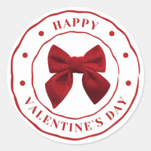 Sticker Rond Joyeuse Saint-Valentin Écriture Élégante Cœurs Ros