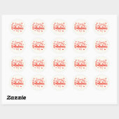 Sticker Rond Joyeuse Saint-Valentin Écriture Élégante Cœurs Ros (Feuille)