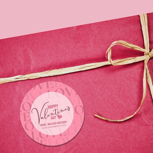 Sticker Rond Joyeuse Saint-Valentin Moderne Rose Amour