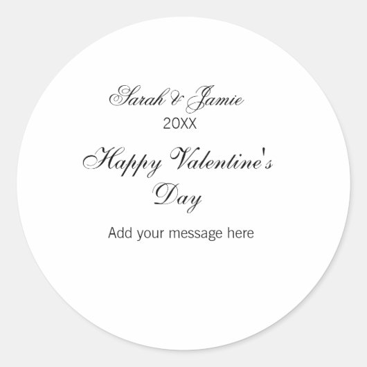 Sticker Rond Joyeuse Saint-Valentin nom date message simple ele (Devant)