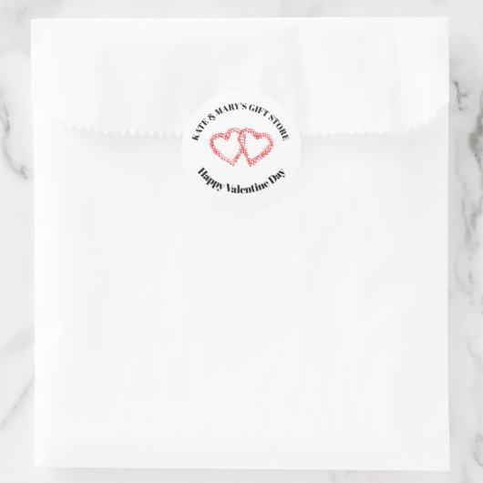 Sticker Rond Joyeuse Saint-Valentin Nom de l'entreprise (Sac)