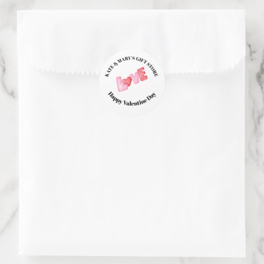 Sticker Rond Joyeuse Saint-Valentin Nom de l'entreprise  (Sac)