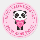 Sticker Rond Joyeuse Saint-Valentin nom ourson mignon coeur ros (Devant)