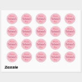 Sticker Rond Joyeuse Saint-Valentin, Rose et Blanc (Feuille)