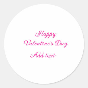 Sticker Rond Joyeuse Saint-Valentin texte rose nom message