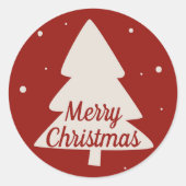 Sticker Rond Joyeuse silhouette d'arbre de Noël rouge et blanc (Devant)