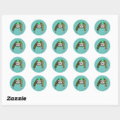 Sticker Rond Joyeuse Sloth en Casquette d'anniversaire (Feuille)