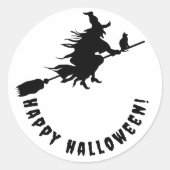 Sticker Rond Joyeuse sorcière noire halloween (Devant)