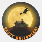 Sticker Rond Joyeuse sorcière noire halloween (Devant)