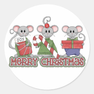 Sticker Rond Joyeuse souris de Noël