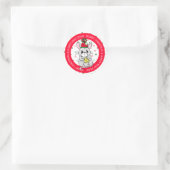 Sticker Rond Joyeuse souris de Noël avec fromage Fêtes (Sac)