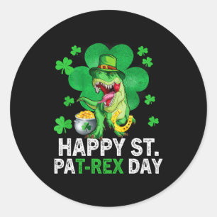 Sticker Rond Joyeuse St Pat Trex Day Dinosaure Tout-Petits St P