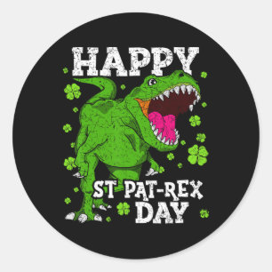 Sticker Rond Joyeuse St Patrick Dinosaure T-rex Garçons Tout-pe