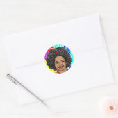 Sticker Rond Joyeuses boules | Adorable fille souriante (Enveloppe)