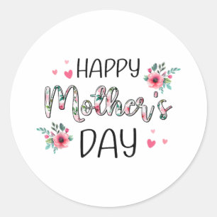Sticker Rond Joyeuses Chemises de la Fête des mères pour les fe