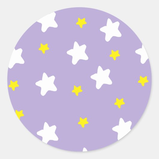 Sticker Rond Joyeuses Étoiles violettes (Devant)