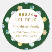 Sticker Rond Joyeuses fêtes ! Adresse de Noël (Devant)