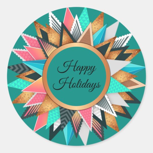 Sticker Rond Joyeuses fêtes Arbres À feuillage persistant artis (Devant)