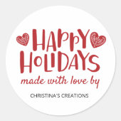 Sticker Rond Joyeuses Fêtes avec Amour (Devant)