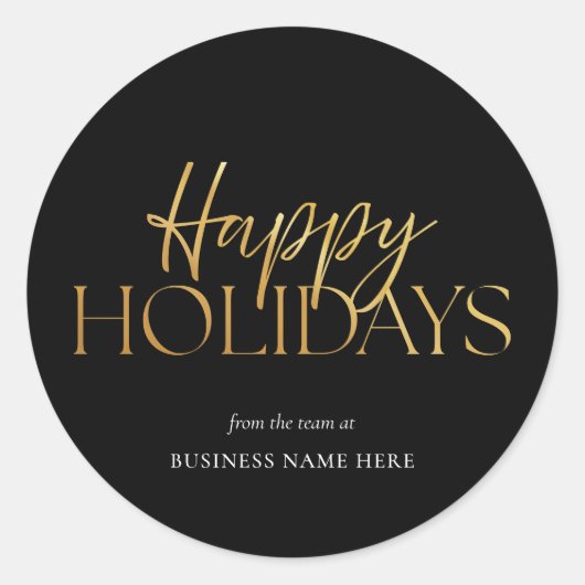 Sticker Rond Joyeuses fêtes Black Gold Business Noël (Devant)